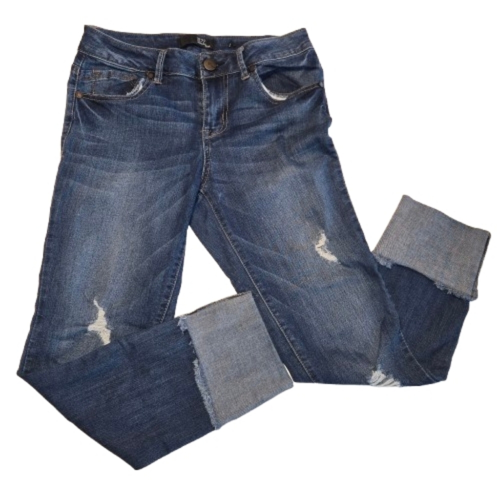 1822 Denim Distressed Cropped Skinny Jeans